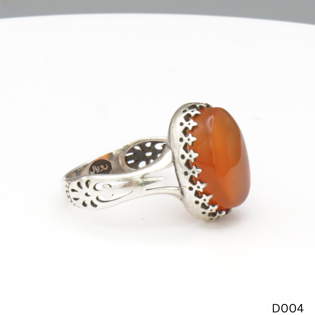 925 Silber Damen Ring mit Jemen Achat - Aqeeq Yamani