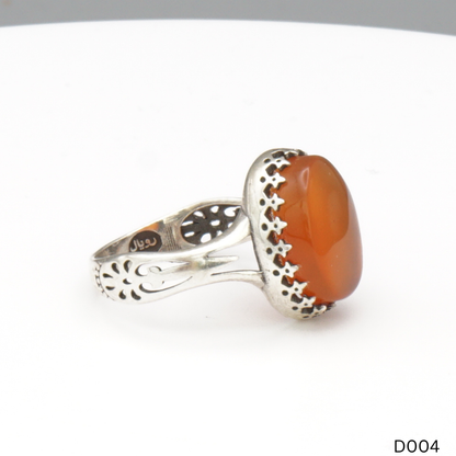 925 Silber Damen Ring mit Jemen Achat - Aqeeq Yamani