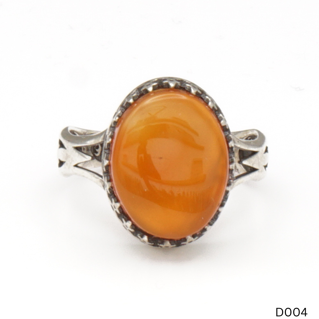 925 Silber Damen Ring mit Jemen Achat - Aqeeq Yamani
