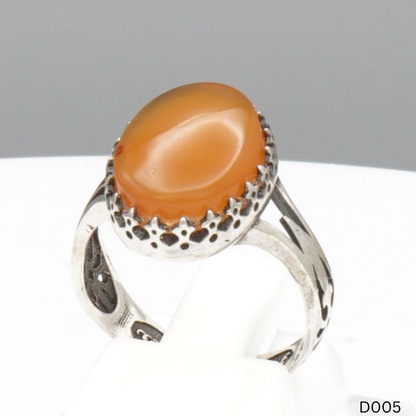 925 Silber Damen Ring mit Jemen Achat - Aqeeq Yamani