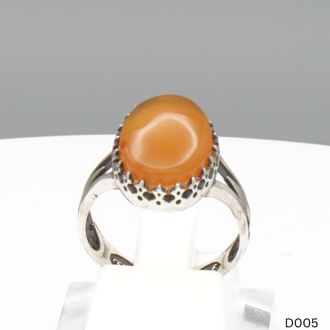 925 Silber Damen Ring mit Jemen Achat - Aqeeq Yamani