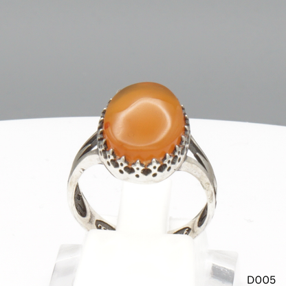 925 Silber Damen Ring mit Jemen Achat - Aqeeq Yamani