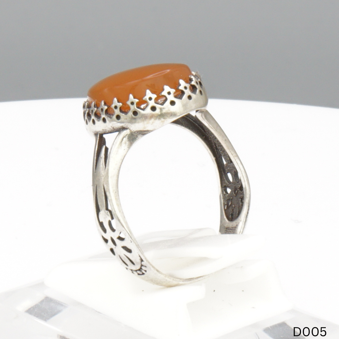 925 Silber Damen Ring mit Jemen Achat - Aqeeq Yamani