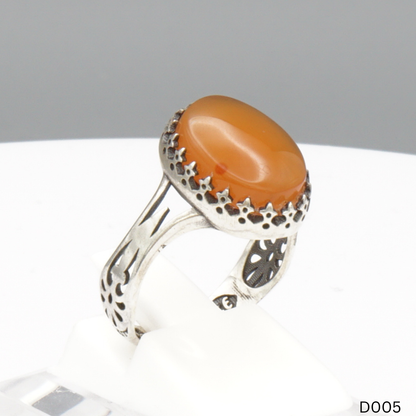 925 Silber Damen Ring mit Jemen Achat - Aqeeq Yamani