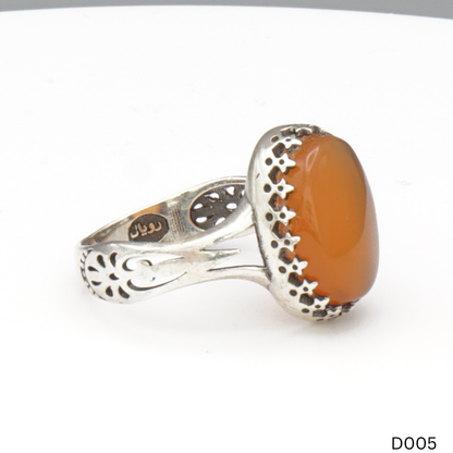 925 Silber Damen Ring mit Jemen Achat - Aqeeq Yamani