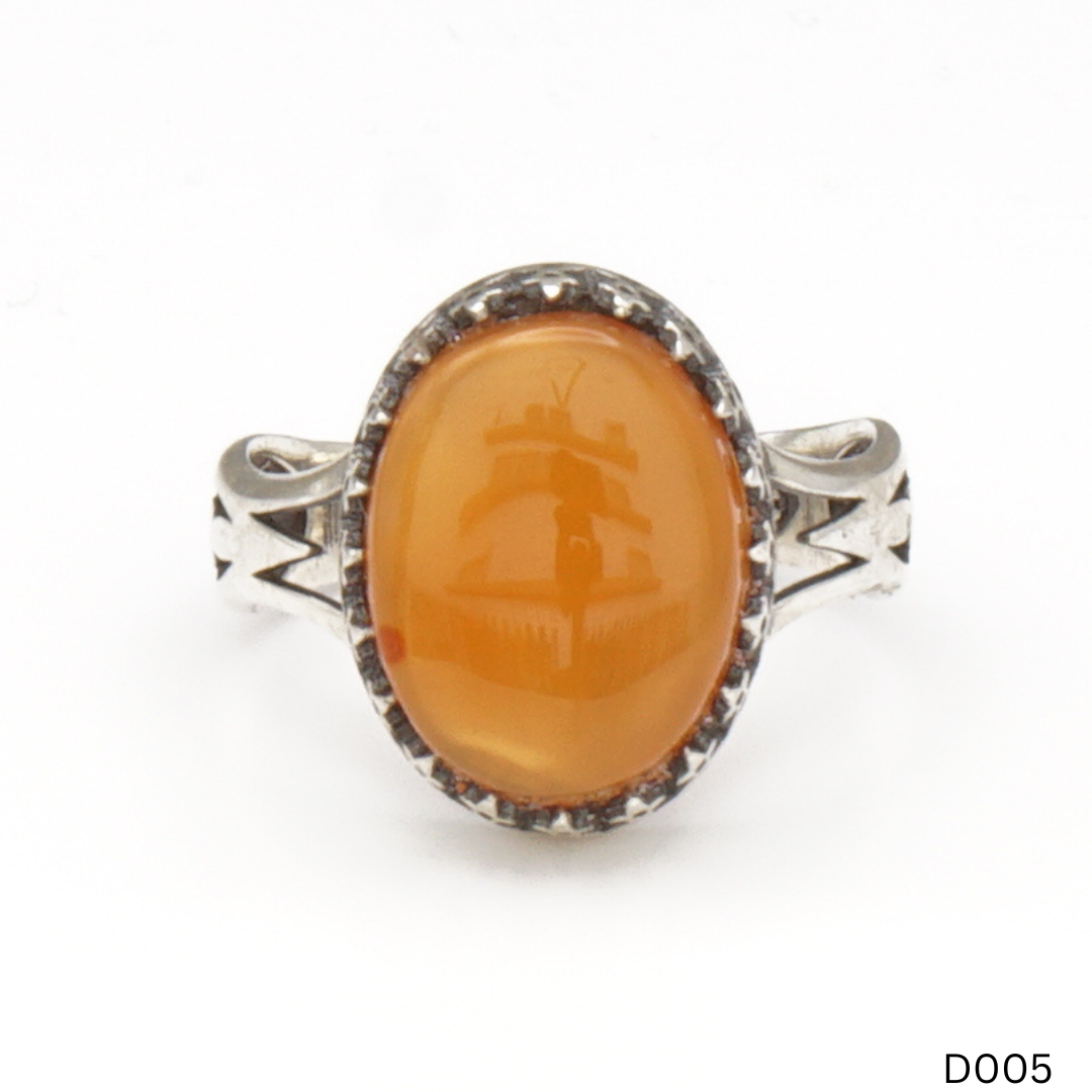 925 Silber Damen Ring mit Jemen Achat - Aqeeq Yamani