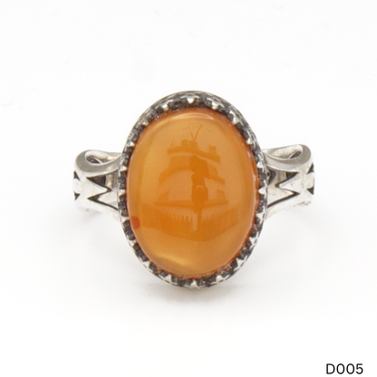 925 Silber Damen Ring mit Jemen Achat - Aqeeq Yamani