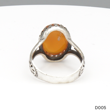 925 Silber Damen Ring mit Jemen Achat - Aqeeq Yamani