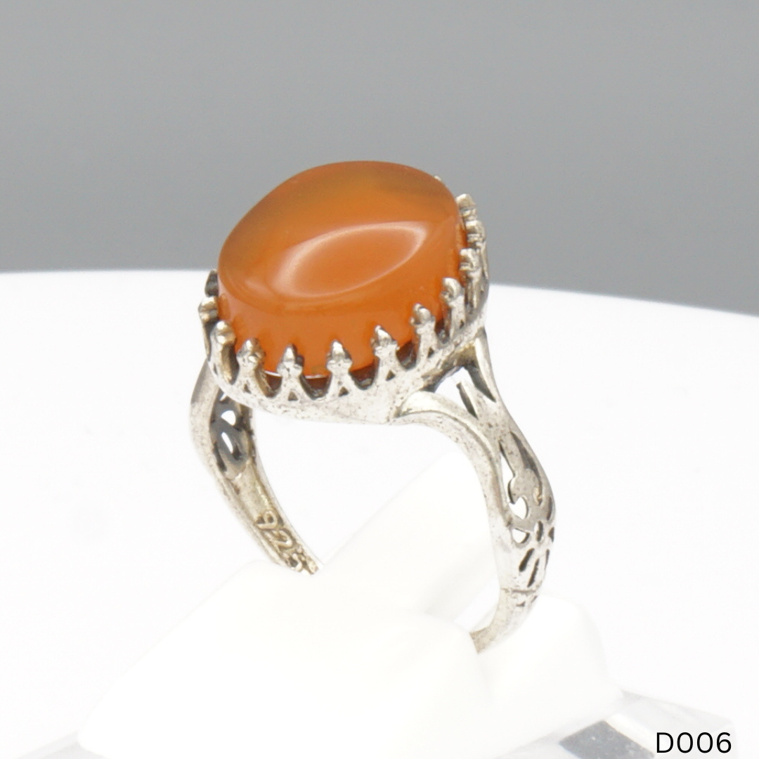 925 Silber Damen Ring mit Jemen Achat - Aqeeq Yamani