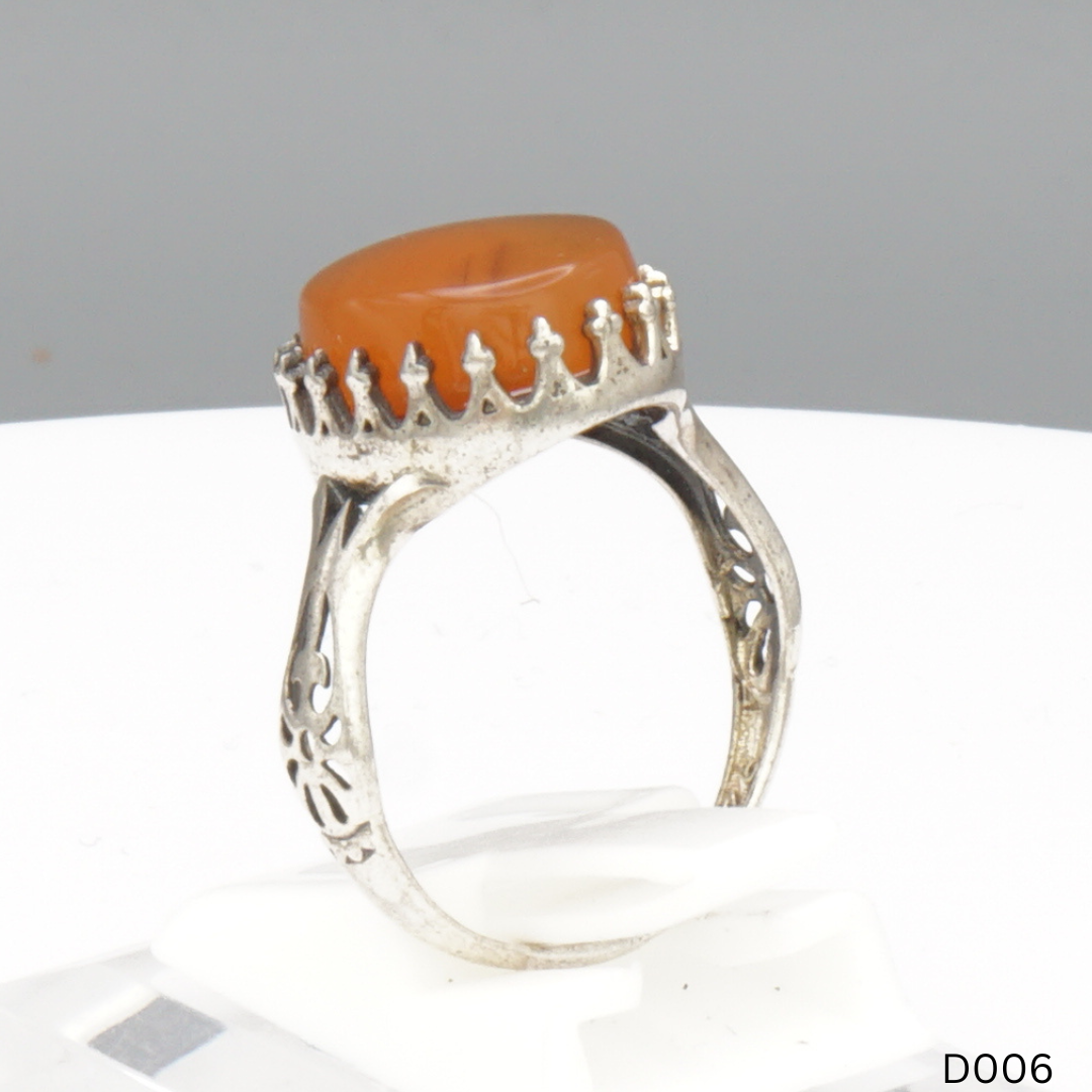925 Silber Damen Ring mit Jemen Achat - Aqeeq Yamani
