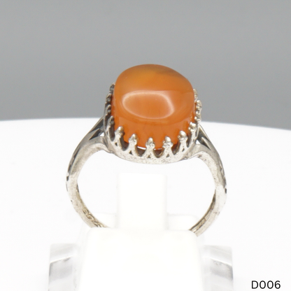925 Silber Damen Ring mit Jemen Achat - Aqeeq Yamani