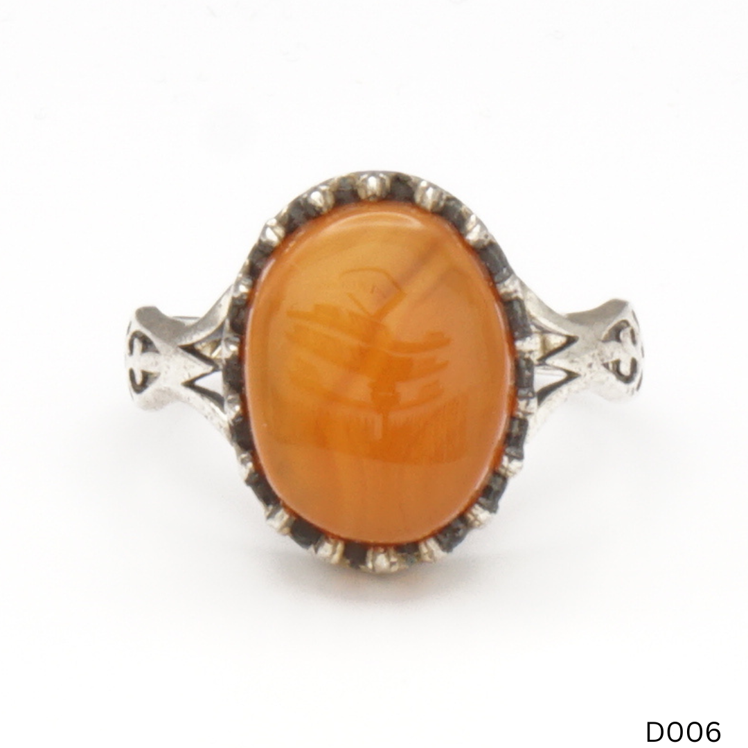 925 Silber Damen Ring mit Jemen Achat - Aqeeq Yamani