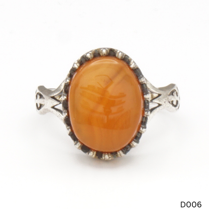 925 Silber Damen Ring mit Jemen Achat - Aqeeq Yamani