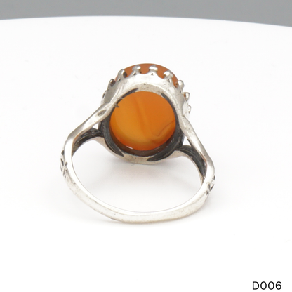 925 Silber Damen Ring mit Jemen Achat - Aqeeq Yamani