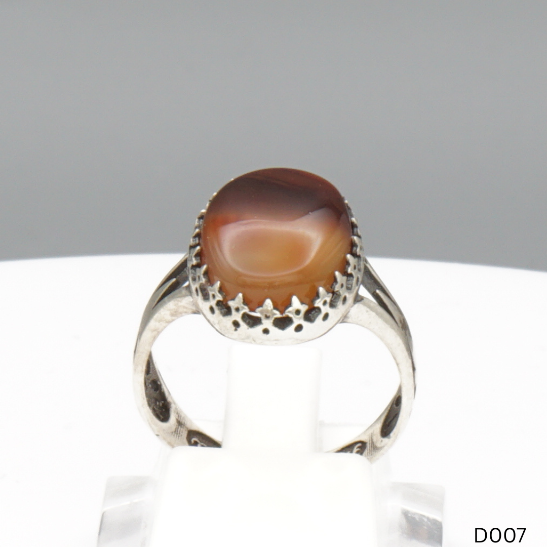 925 Silber Damen Ring mit Jemen Achat - Aqeeq Yamani