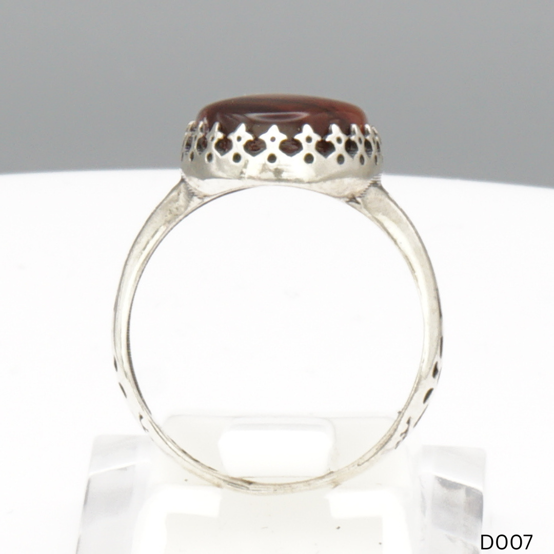 925 Silber Damen Ring mit Jemen Achat - Aqeeq Yamani