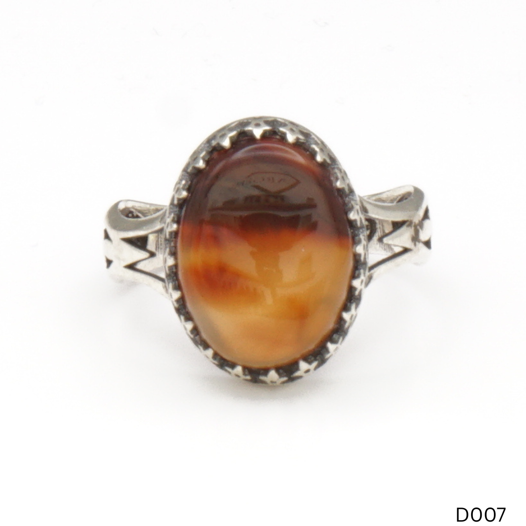 925 Silber Damen Ring mit Jemen Achat - Aqeeq Yamani
