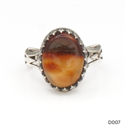 925 Silber Damen Ring mit Jemen Achat - Aqeeq Yamani
