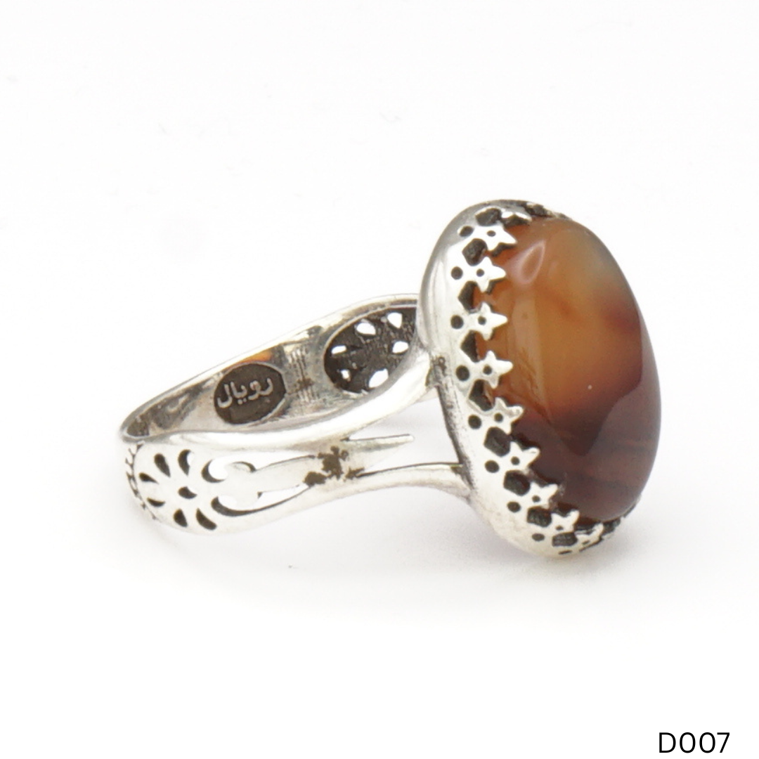 925 Silber Damen Ring mit Jemen Achat - Aqeeq Yamani