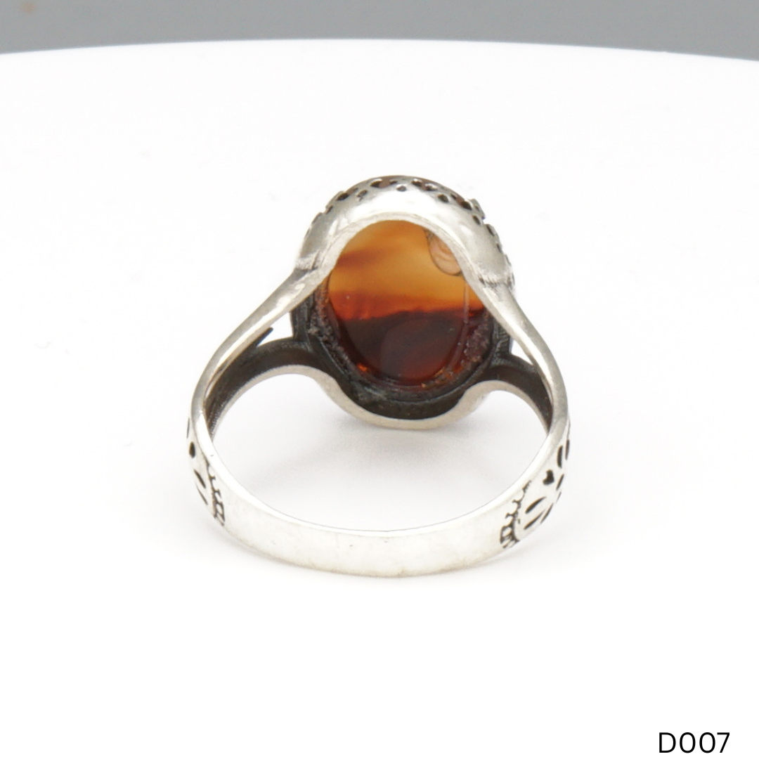 925 Silber Damen Ring mit Jemen Achat - Aqeeq Yamani