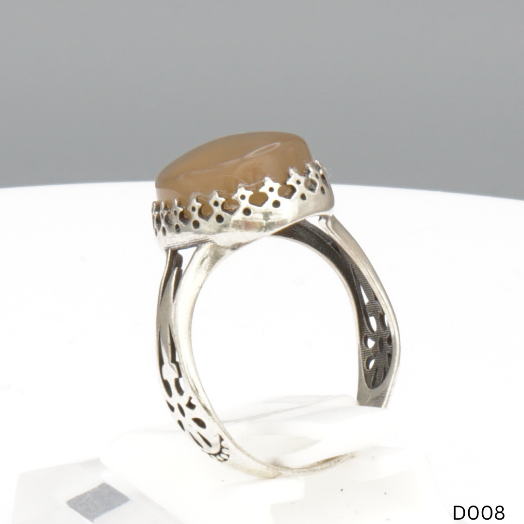925 Silber Damen Ring mit Jemen Achat - Aqeeq Yamani
