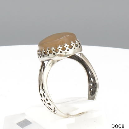 925 Silber Damen Ring mit Jemen Achat - Aqeeq Yamani