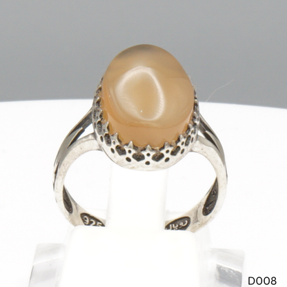 925 Silber Damen Ring mit Jemen Achat - Aqeeq Yamani