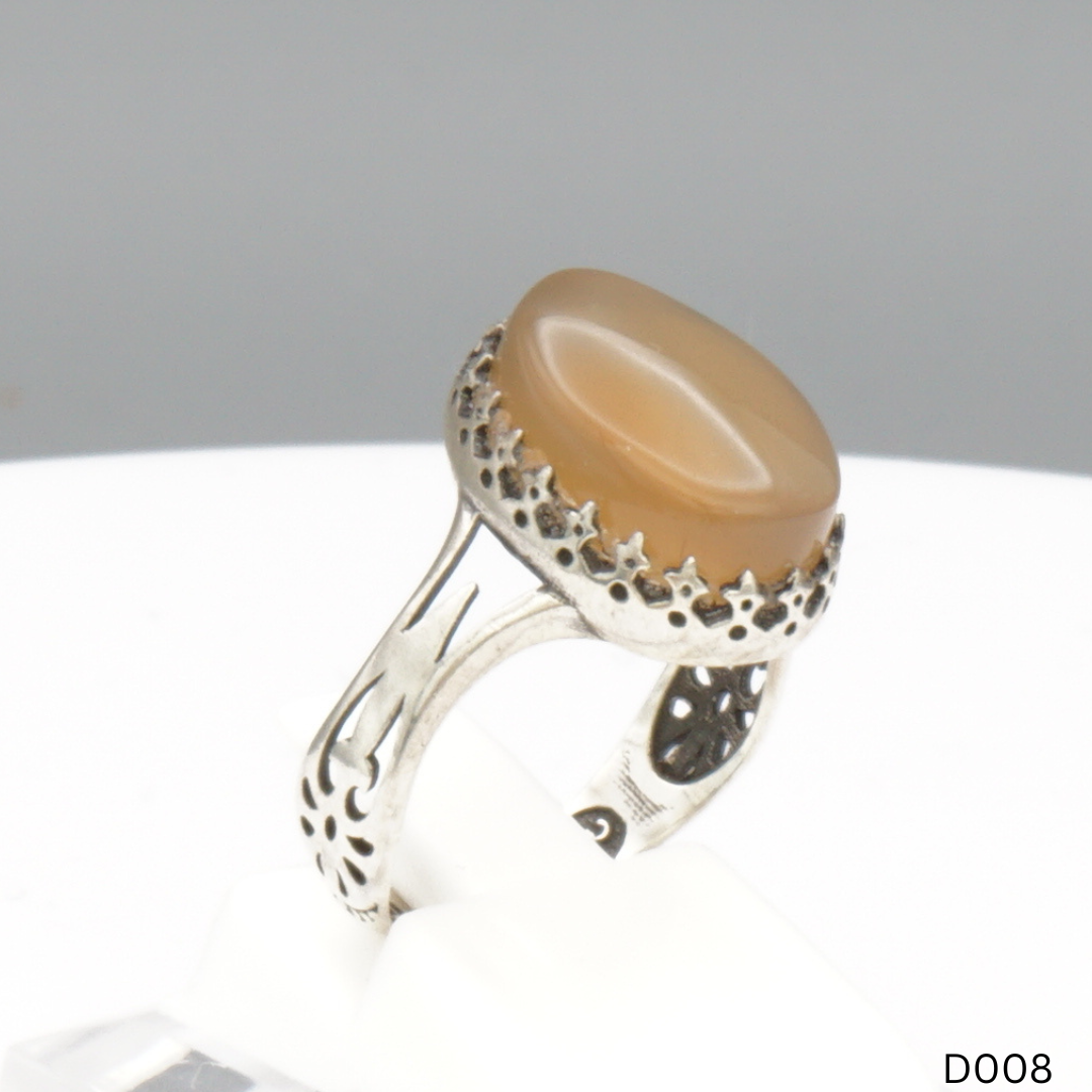 925 Silber Damen Ring mit Jemen Achat - Aqeeq Yamani