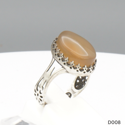 925 Silber Damen Ring mit Jemen Achat - Aqeeq Yamani