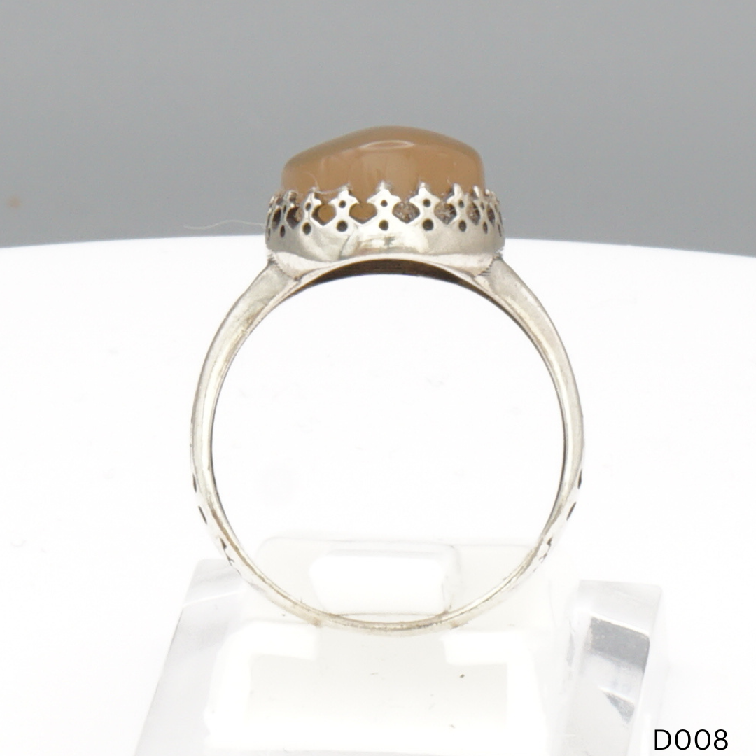 925 Silber Damen Ring mit Jemen Achat - Aqeeq Yamani