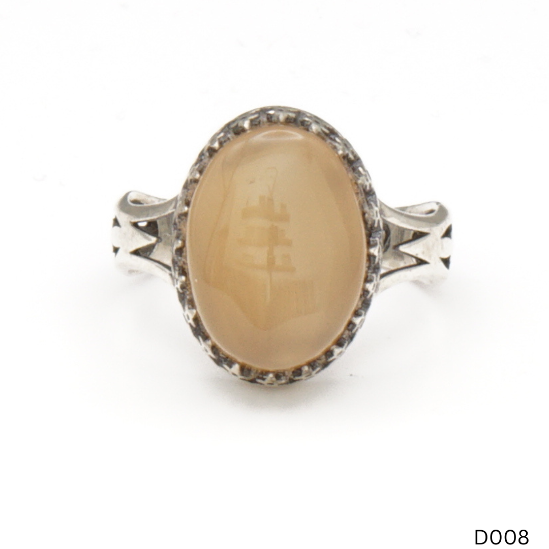 925 Silber Damen Ring mit Jemen Achat - Aqeeq Yamani