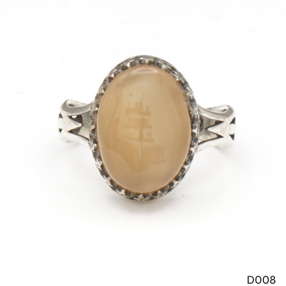 925 Silber Damen Ring mit Jemen Achat - Aqeeq Yamani