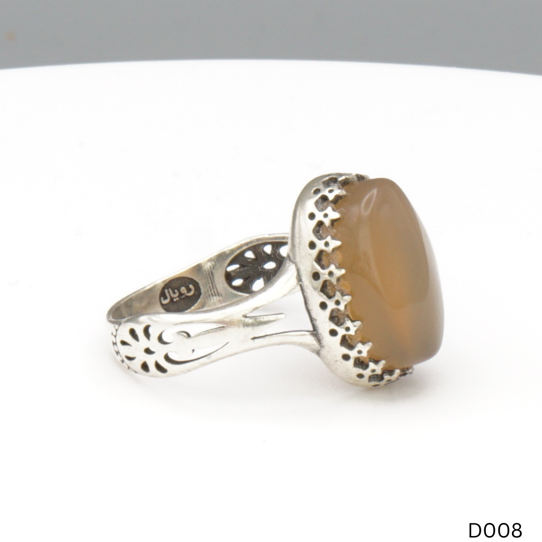 925 Silber Damen Ring mit Jemen Achat - Aqeeq Yamani