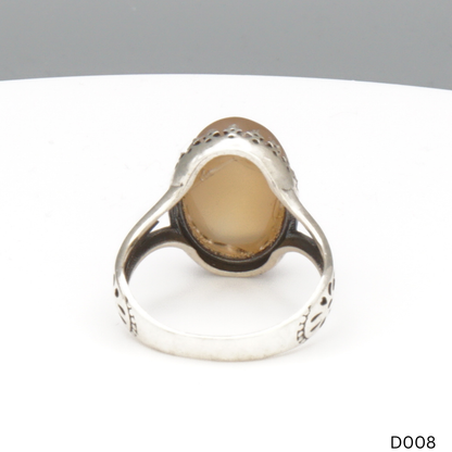 925 Silber Damen Ring mit Jemen Achat - Aqeeq Yamani