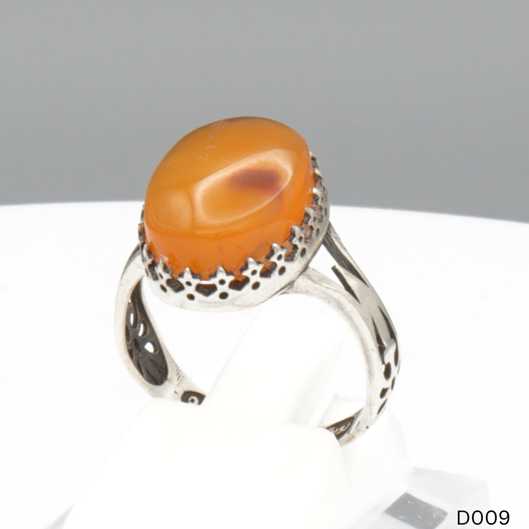 925 Silber Damen Ring mit Jemen Achat - Aqeeq Yamani