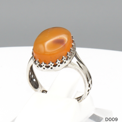 925 Silber Damen Ring mit Jemen Achat - Aqeeq Yamani