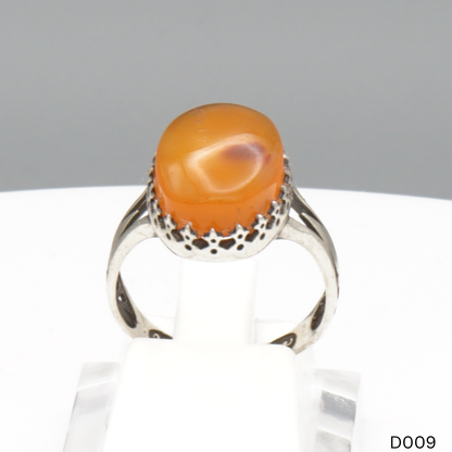 925 Silber Damen Ring mit Jemen Achat - Aqeeq Yamani