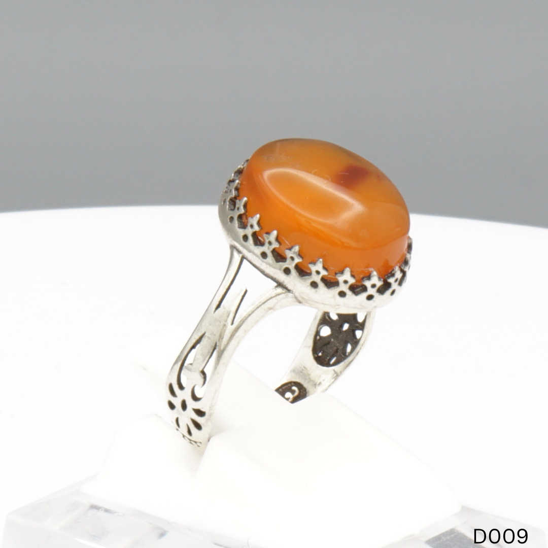 925 Silber Damen Ring mit Jemen Achat - Aqeeq Yamani