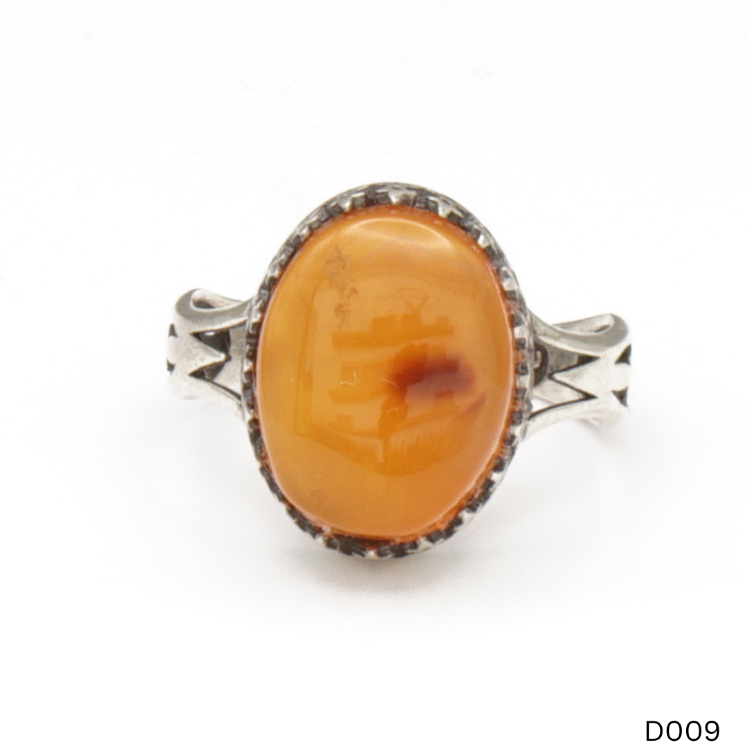 925 Silber Damen Ring mit Jemen Achat - Aqeeq Yamani