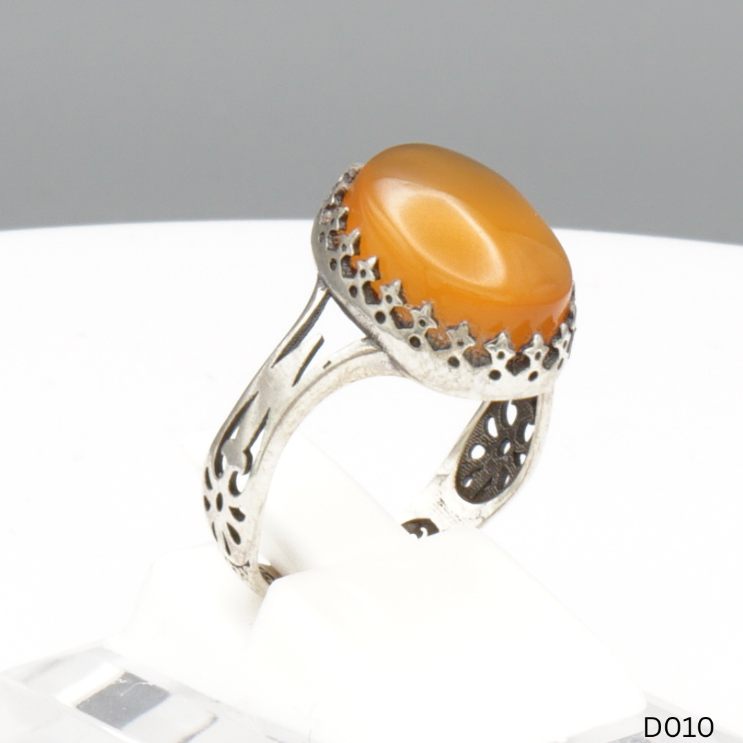 925 Silber Damen Ring mit Jemen Achat - Aqeeq Yamani