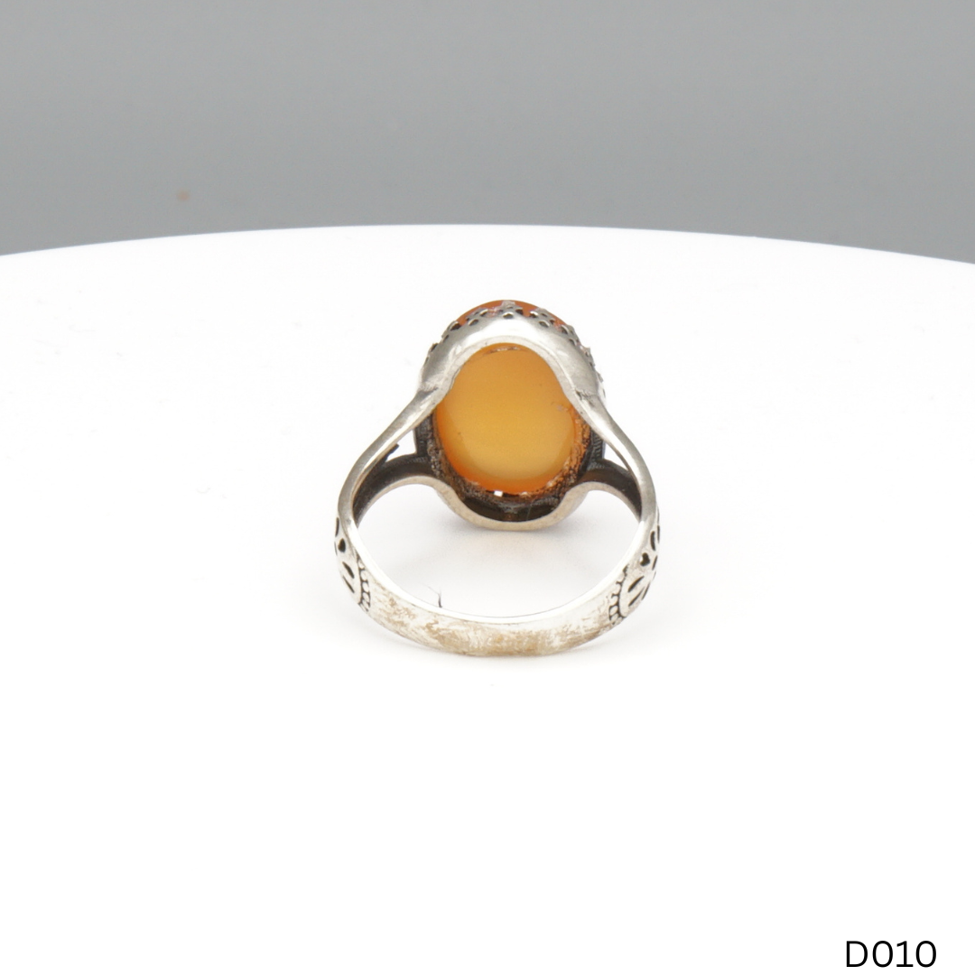 925 Silber Damen Ring mit Jemen Achat - Aqeeq Yamani
