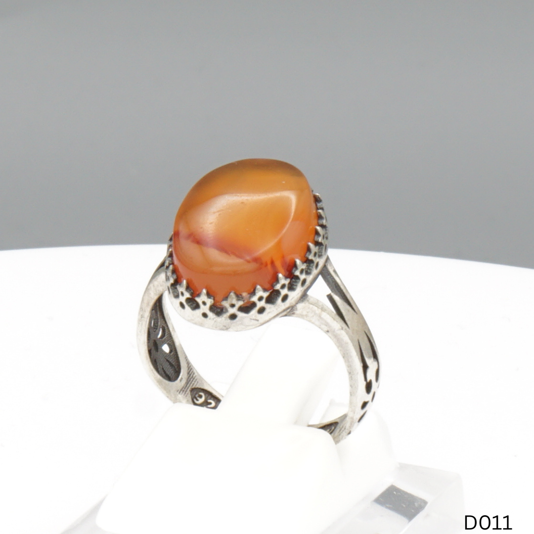 925 Silber Damen Ring mit Jemen Achat - Aqeeq Yamani