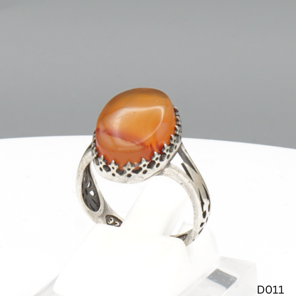 925 Silber Damen Ring mit Jemen Achat - Aqeeq Yamani