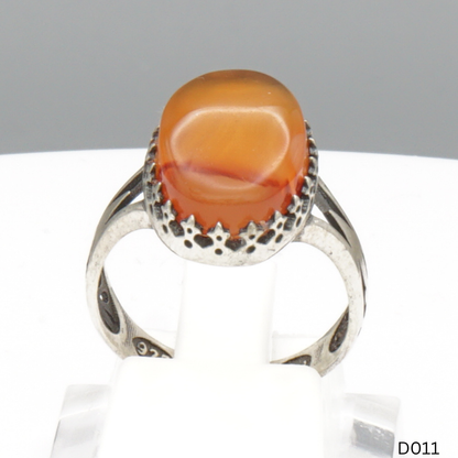 925 Silber Damen Ring mit Jemen Achat - Aqeeq Yamani