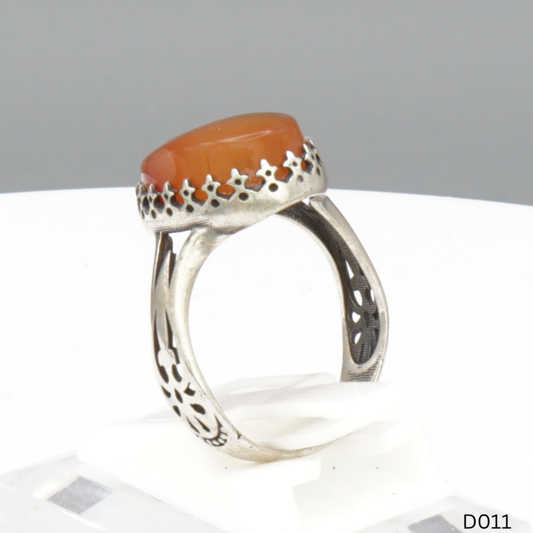 925 Silber Damen Ring mit Jemen Achat - Aqeeq Yamani