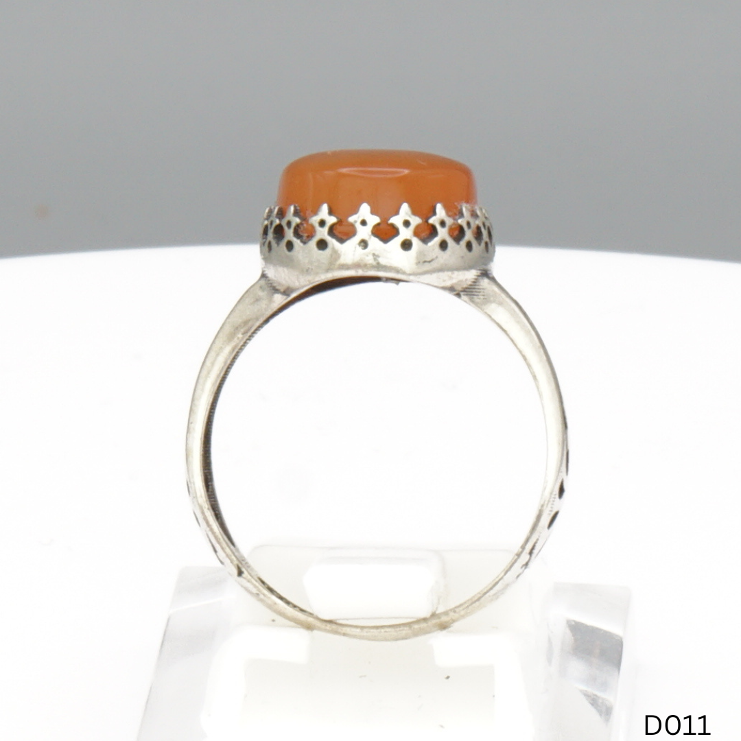925 Silber Damen Ring mit Jemen Achat - Aqeeq Yamani