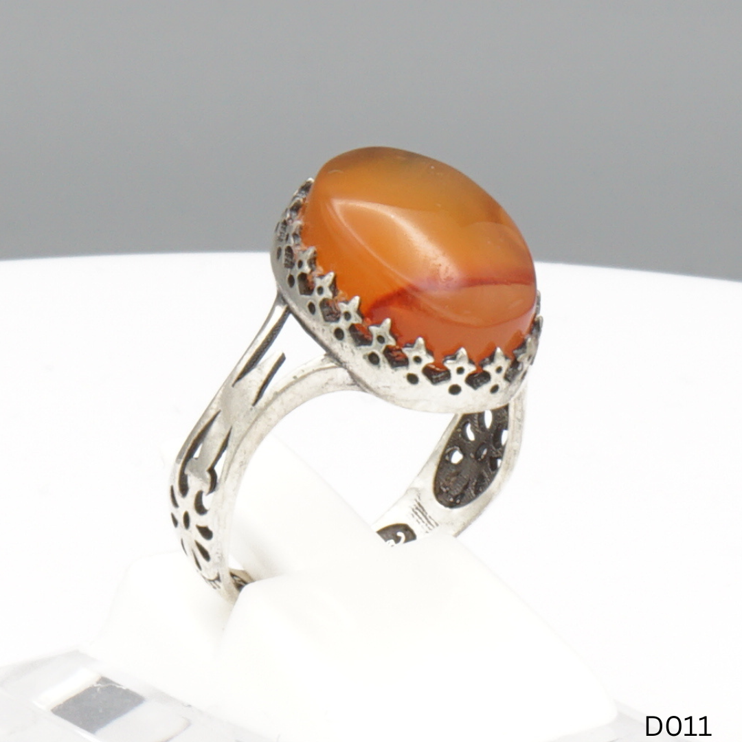 925 Silber Damen Ring mit Jemen Achat - Aqeeq Yamani