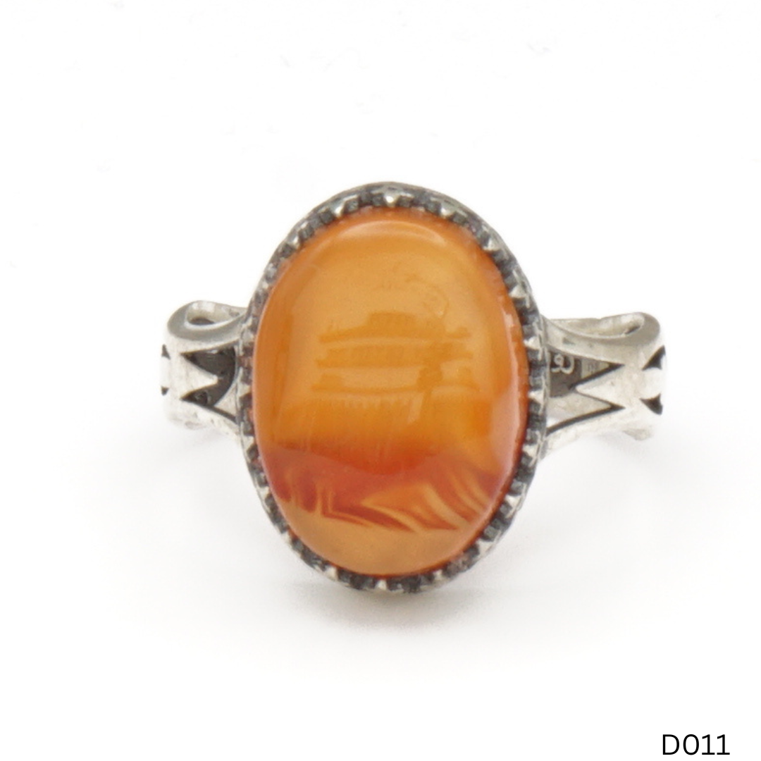 925 Silber Damen Ring mit Jemen Achat - Aqeeq Yamani