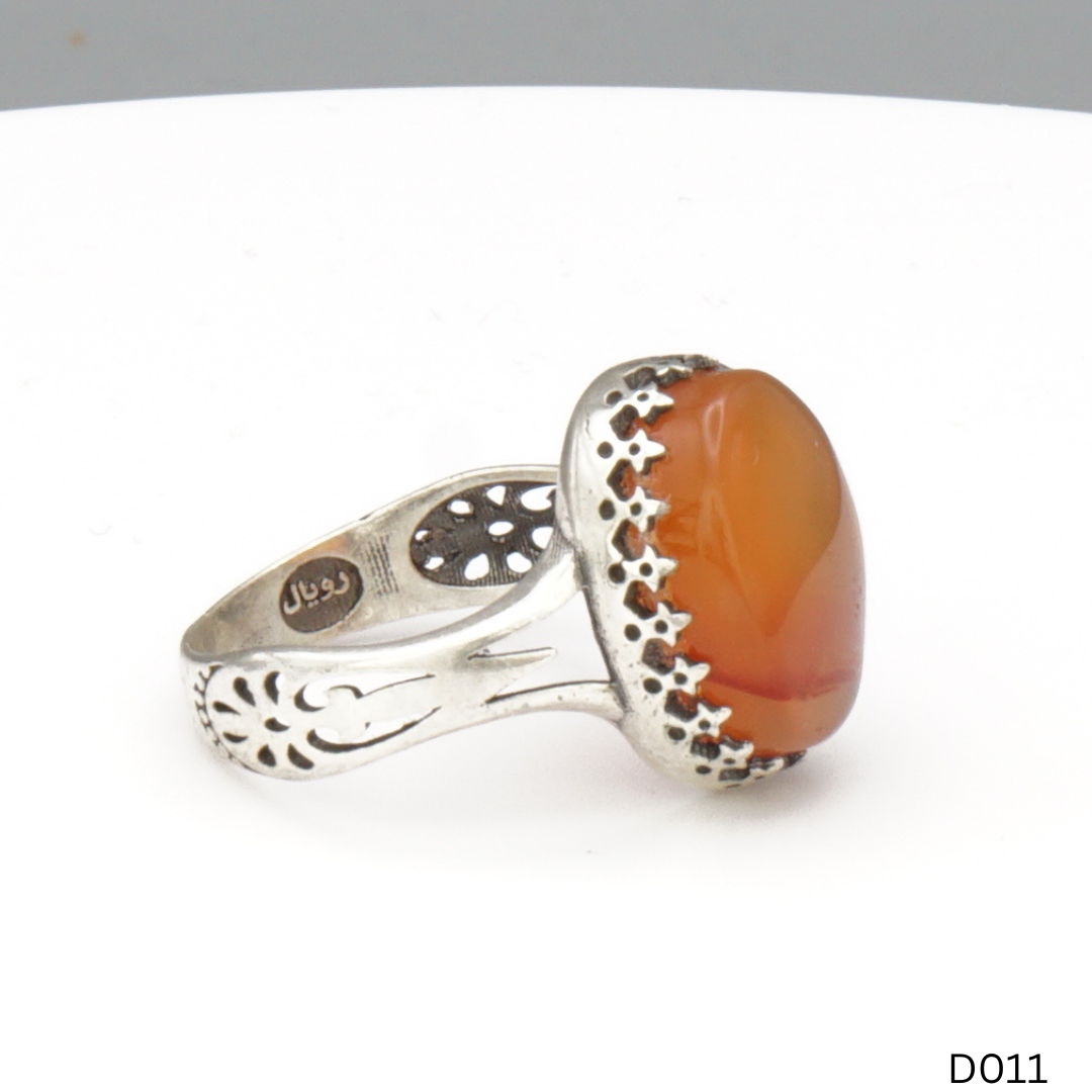 925 Silber Damen Ring mit Jemen Achat - Aqeeq Yamani