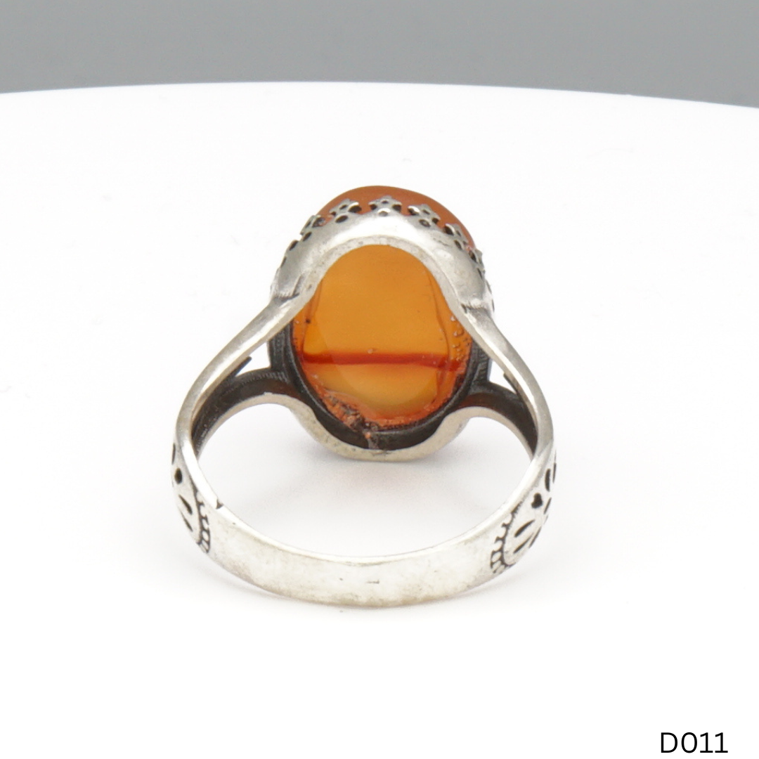 925 Silber Damen Ring mit Jemen Achat - Aqeeq Yamani